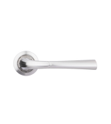 Chrome door handle on a white background