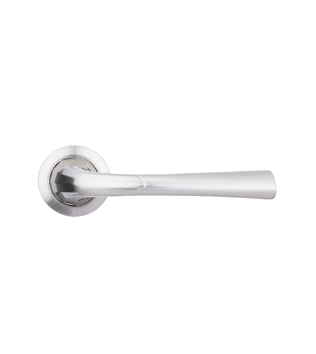 Chrome door handle on a white background