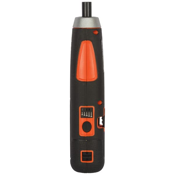 BLACK+DECKER BD40K4 4V 6.35mm Li-ion Cordless Screwdriver with E-Clutch and Intelligent Torque System with LED Worklight & 4-Piece Accessories for Home & DIY Use, 1 Year Warranty, ORANGE & BLACK