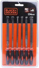 Black+Decker 6 Pcs 174 mm / 7 inch Steel Needle Files Set