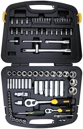 Stanley 86 Pcs 1/4 Inch & 1/2 Inch Sq. Drive 6 PT Metric Socket Set