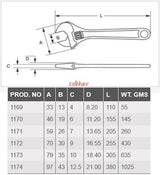 Taparia 1172-S-10" 255 mm Adjustable Sly Slide Wrench Spanners Phosphate Finish with Soft Grip - Pack of 1