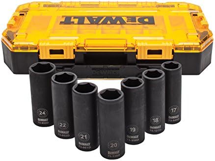 Dewalt 7 Pcs 1/2 Inch Sq. Drive 6 Pt Deep Impact Socket Set In Toughbox