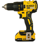 DEWALT DCD7771D2-IN 18V 13mm Cordless Compact Brushless Drill Machine Driver with 2x2.0Ah Li-ion batteries, Yellow