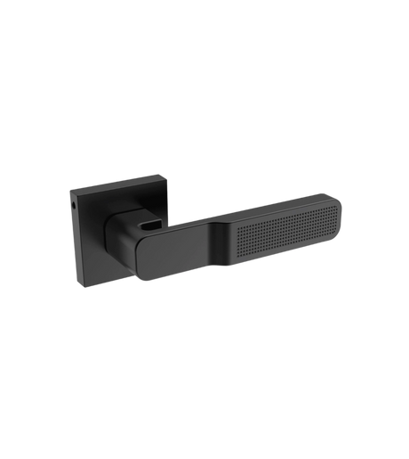 Black door handle on a white background