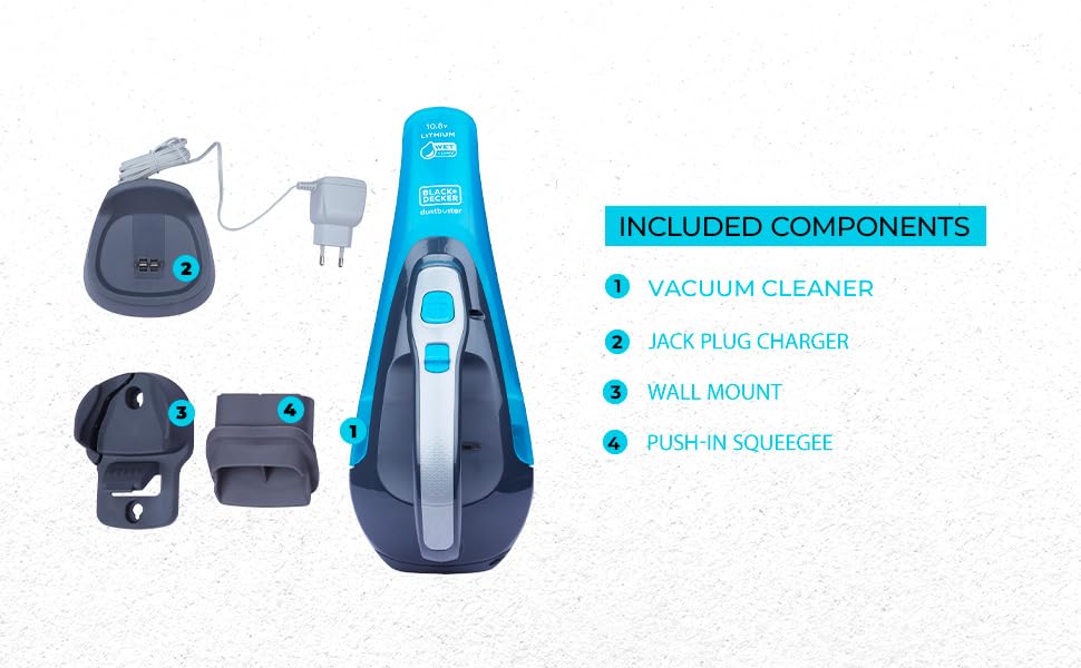 BLACK+DECKER WDA320B-B1 10.8V 2.0Ah Cordless MPP Wet & Dry Handheld Vacuum Cleaner, 440 ml Bowl Capacity, Ideal for Cleaning Dust & Debris, Up to 12 min Runtime (Fully Charge Before Use),