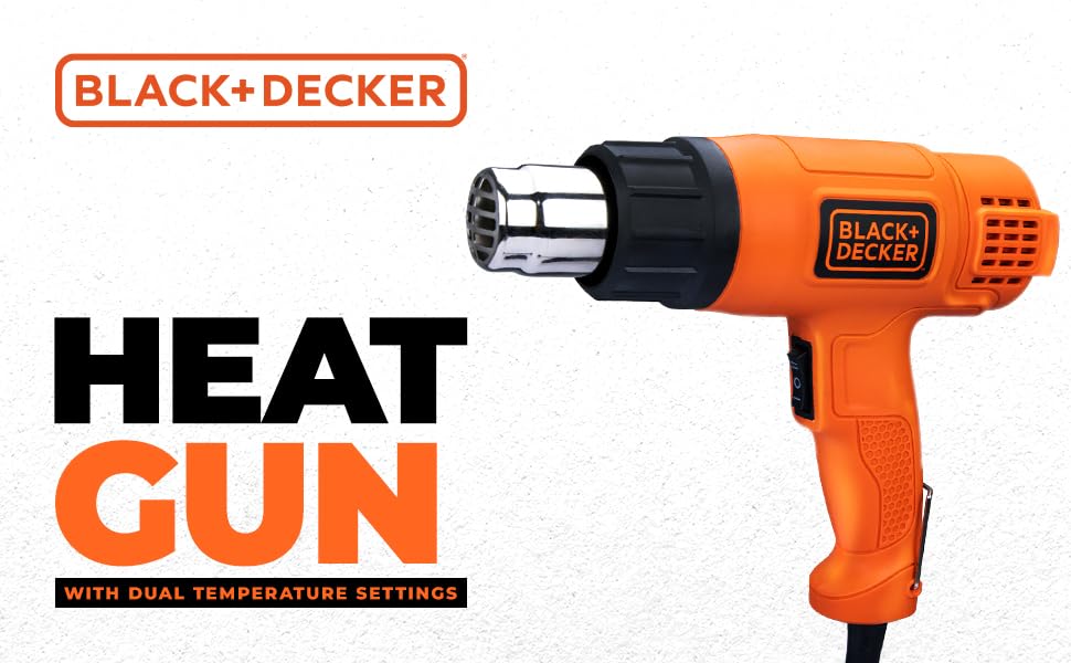 BLACK+DECKER Kx1800 Dual Temperature High Speed Heat Gun For Removing & Drying Paint Coats,Remelting Adhesives & Shrink Wrapping,1800 Watts Corded Electric (Orange&Black)