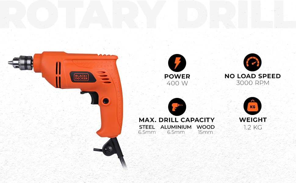 Black+Decker BD65RD 400W 6.5mm Rotary Drill