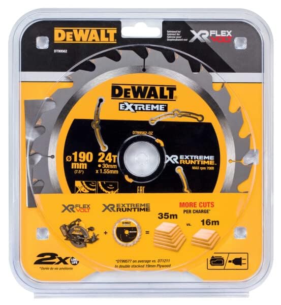 Dewalt DT99564-QZ-XR Extreme RUNTIME 190mm x 30mm 60D Portable Circular Saw Blades