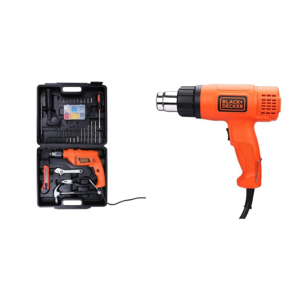 BLACK+DECKER HD555KMPR-B1 13mm 550Watt Hammer Drill and Hand Tools Kit for Home,DIY and Professional