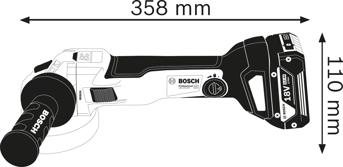 Bosch GWS 18V-10 Heavy Duty Cordless Angle Grinder (Solo Tool)