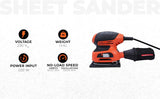 BLACK+DECKER KA400 220W 1/4'' Corded Single-Speed Sheet Sander with 16000 Orbits/minute for Paint, Varnish, Cleaning Glass, Removing Rust & Sanding in Tight Spaces