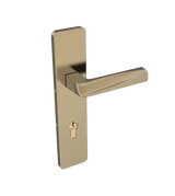 Gold door handle on a white background