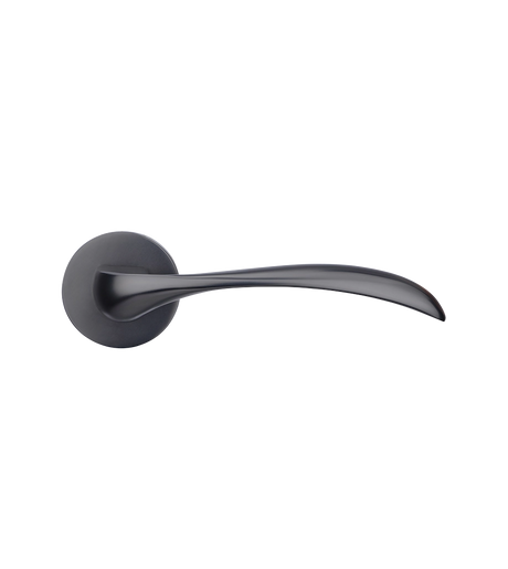 Black door handle on a white background