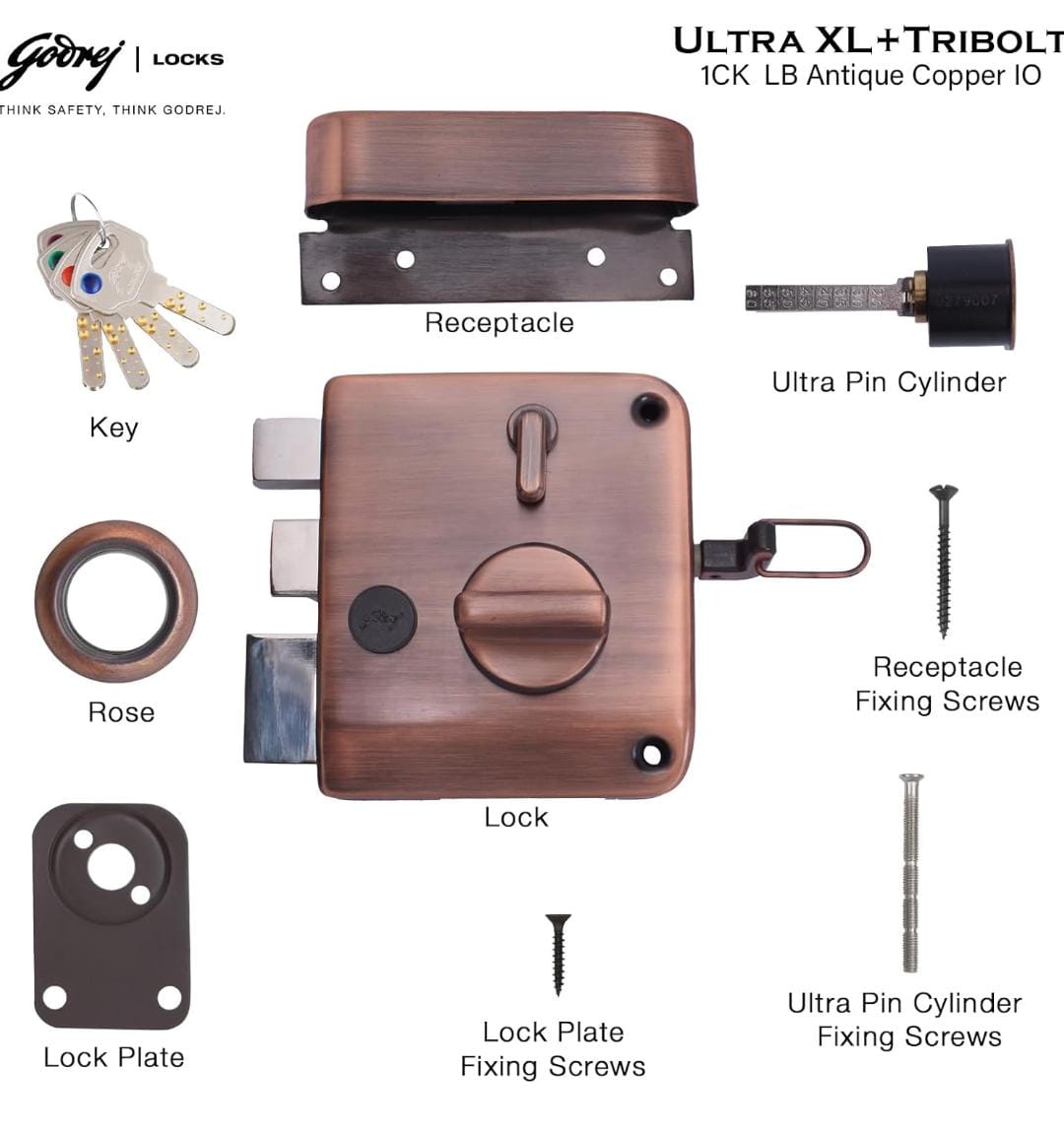 Tribolt Ultra XL+ Rim Lock | Godrej