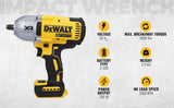 DEWALT DCF900N-B1 1/2'' 20V Max Li-ion Reversible Cordless Brushless Compact Impact Wrench, 1898 Nm Torque with LED Ring Lighting (Bare Tool)