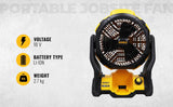 DEWALT DCE512N-XJ 18V XR 3000 RPM Fan Speed Cordless Brushless Portable Jobsite Fan - IP54 Rated (Bare Tool), Yellow & Black