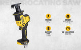 DEWALT DCS369N-XJ 20V Max Li-ion XR Brushless Cordless Sub Compact Reciprocating Saw-16mm Stroke Length (Bare Tool)