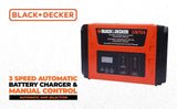 BLACK+DECKER BC12-B2 2/8/12 Amp 3 Speed Automatic Battery Charger and Manual Control