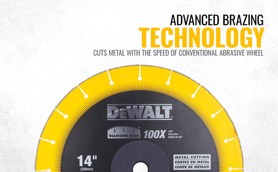 DEWALT DW8500 14-Inch (355mmx4.00mm) Diamond Edge Chopsaw Blade-100x Life v/s Standard Blades