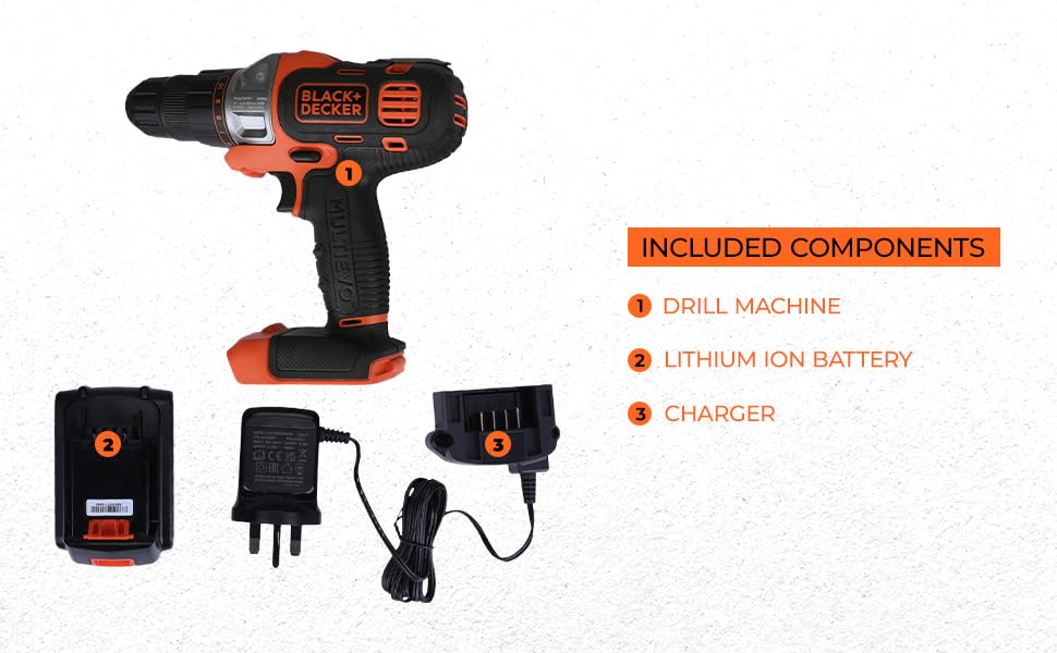 BLACK+DECKER MT218K-GB 18V 10mm Li-ion Cordless Multi-Evo Multitool Starter Kit with Drill Driver Head (Orange)