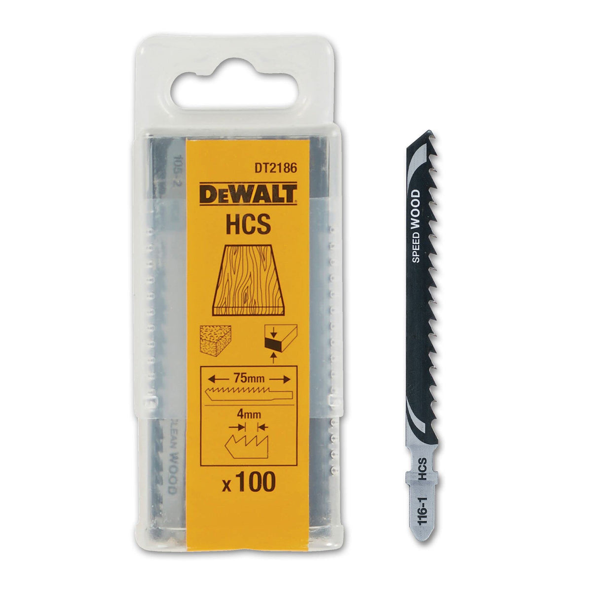 DEWALT DT2186-QZ Jigsaw High Speed Steel Blades 100mm x 68mm for Wood (1000-Pieces)