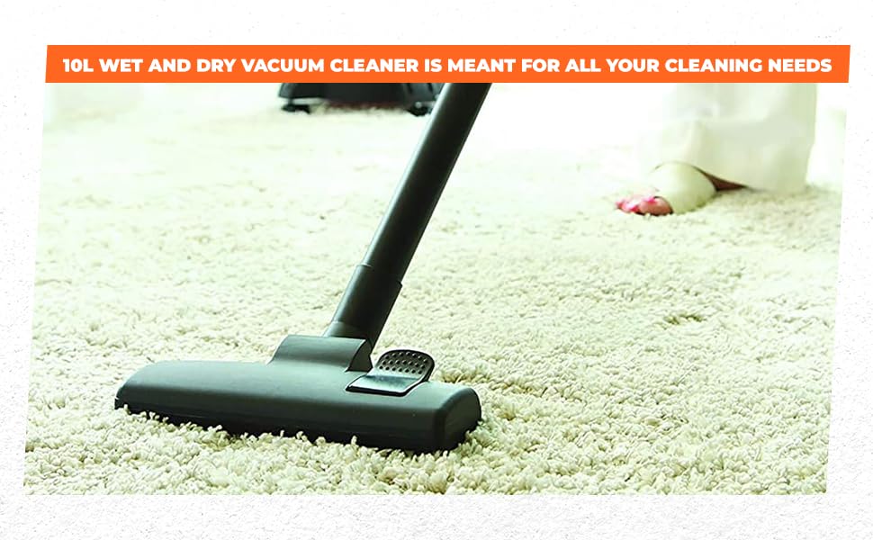 BLACK+DECKER WDBD10 10-Litre, 1200 Watt , 16 KPa High Suction Wet and Dry Vacuum Cleaner and Blower with HEPA Filter and Reusable Dust Bag (Red)
