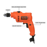 BLACK+DECKER KR5010 550W 10mm Single Speed Hammer Drill/Driver(orange)