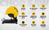 DEWALT D28870 2200 Watt 355mm Heavy Duty Chop Saw with wheel included, Corded Electric