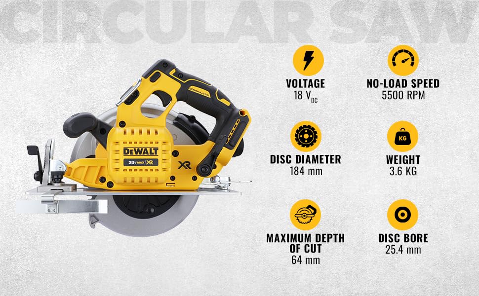 DEWALT DCS570N-B1 18V 184mm XR Li-ion Cordless Brushless Kitted Circular Saw (Bare Tool)