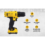 DEWALT DCD710D2-IN 12V Max 10mm Lithium-Ion Cordless Drill With 2 AH Capacity x 2 Batteries Included, Yellow and Black