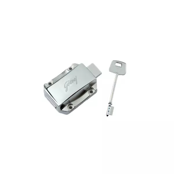 Metallic lock with key on a white background