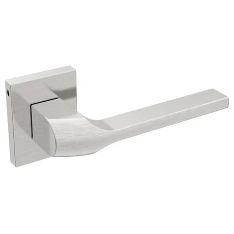Chrome door handle on a white background