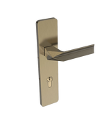 Gold door handle with lock on a white background