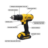 DEWALT DCD776S2 18V 13mm XR Lithium-Ion Cordless Hammer Drill Machine/Driver with 2x1.5 Ah Batteries included