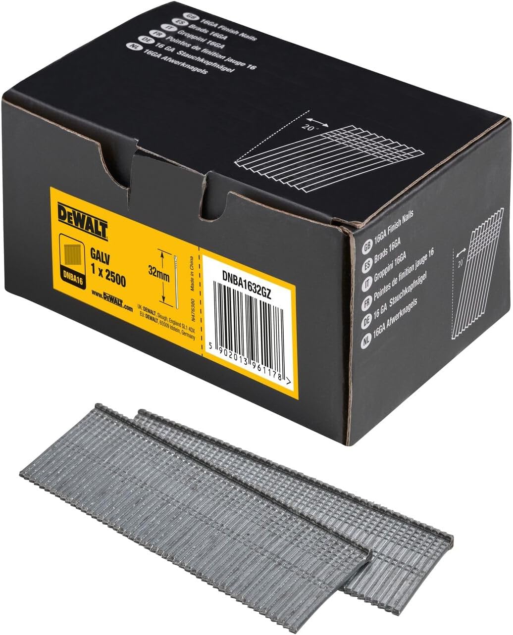 Dewalt DNBA1632GZ VZ Head shank nail (2500 Piece), 32mm