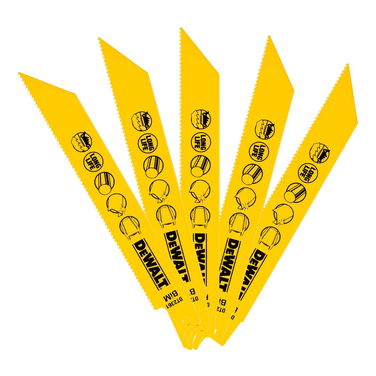 DEWALT DT2361-QZ RECIPROCATING BLADES – BI METAL FOR FAST CUTTING 152MM (PACK OF 5PCS)