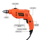 BLACK+DECKER TB555 550W 10mm Variable Speed Reversible Hammer Drill (Orange, 1-Piece)