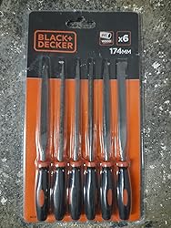 Black+Decker 6 Pcs 174 mm / 7 inch Steel Needle Files Set