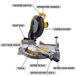 DEWALT DW714 1650Watt 10 Inch Compound Mitre Saw with 80T TCT blade, Corded Electric