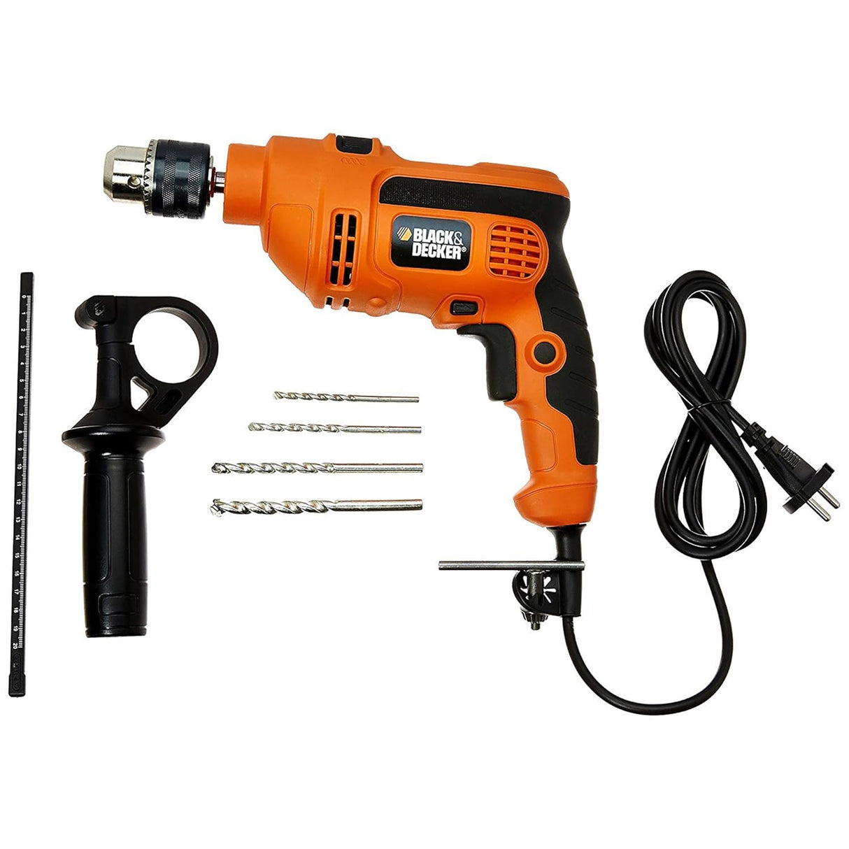 BLACK+DECKER KR554RE 550W 13mm Corded Variable Speed Reversible Hammer Drill Machine with Lock-On &