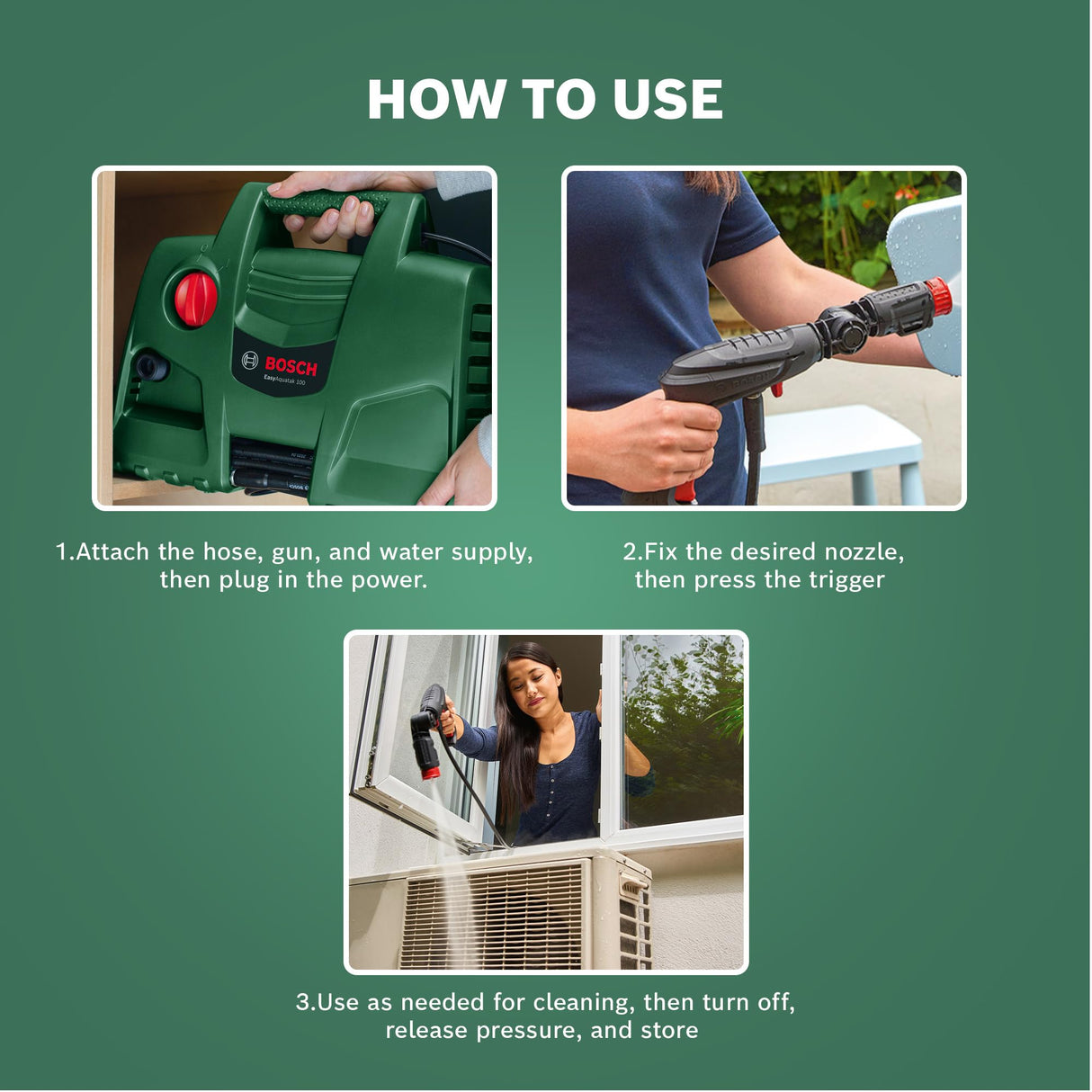 BOSCH Easy Aquatak 100 | 1100-watt Motor | Max Pressure- 100 Bar | High Pressure Washer with Double Filtration | 360° Gun, Self-Priming | Flow Rates up to 270 l/h | 3.1 Kg