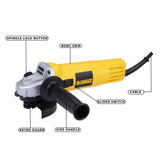 DEWALT DW802-IN, 850W, 4'' (100mm) Heavy Duty Angle Grinder Engineered For Heavy Duty Applications with Spindle Lock and Slide switch, 2 Year Warranty (SIDE HANDLE INCLUDED)