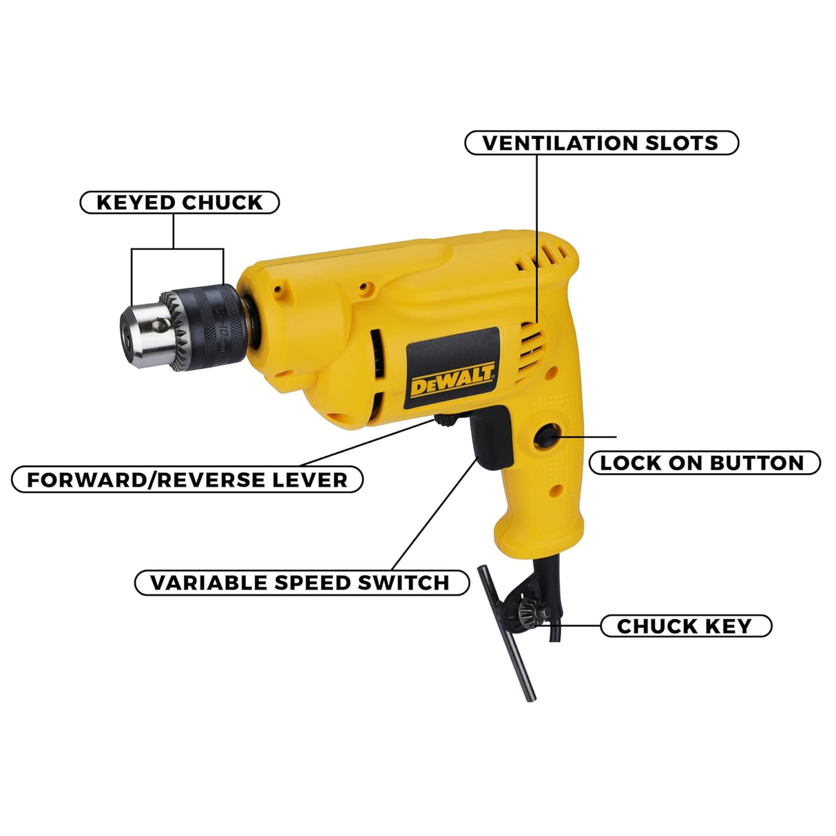 DEWALT DWD014 550W 10mm Rotary Drill Machine (Black & Yellow)