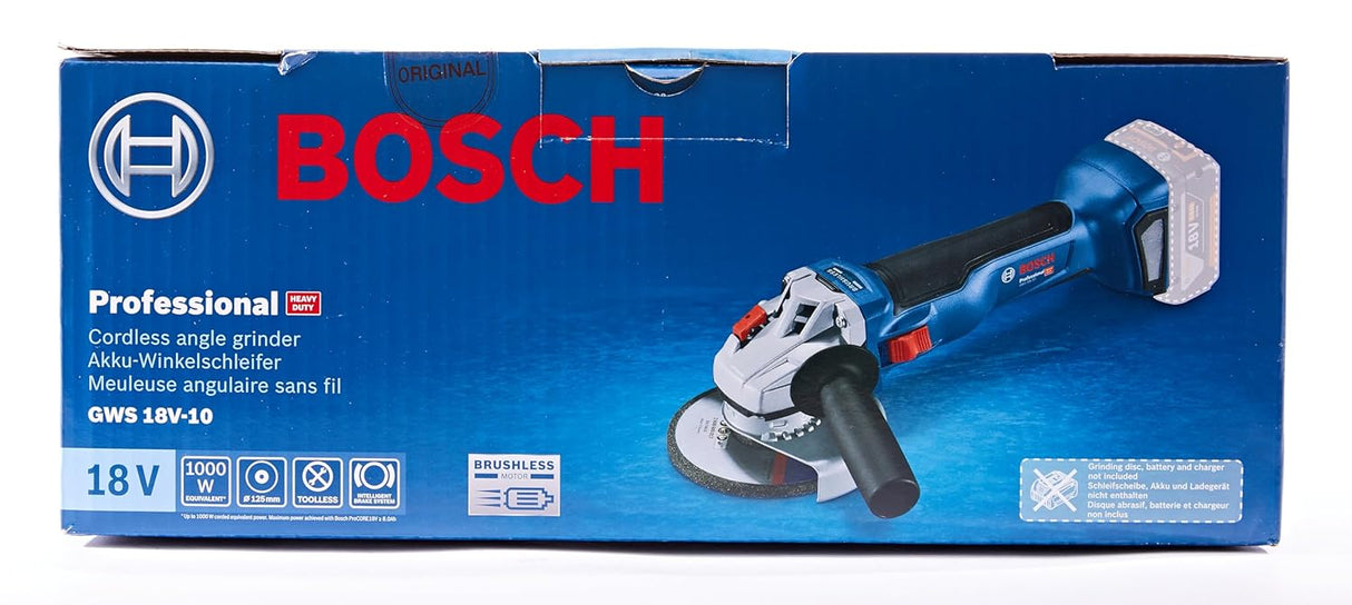 Bosch GWS 18V-10 Heavy Duty Cordless Angle Grinder (Solo Tool)