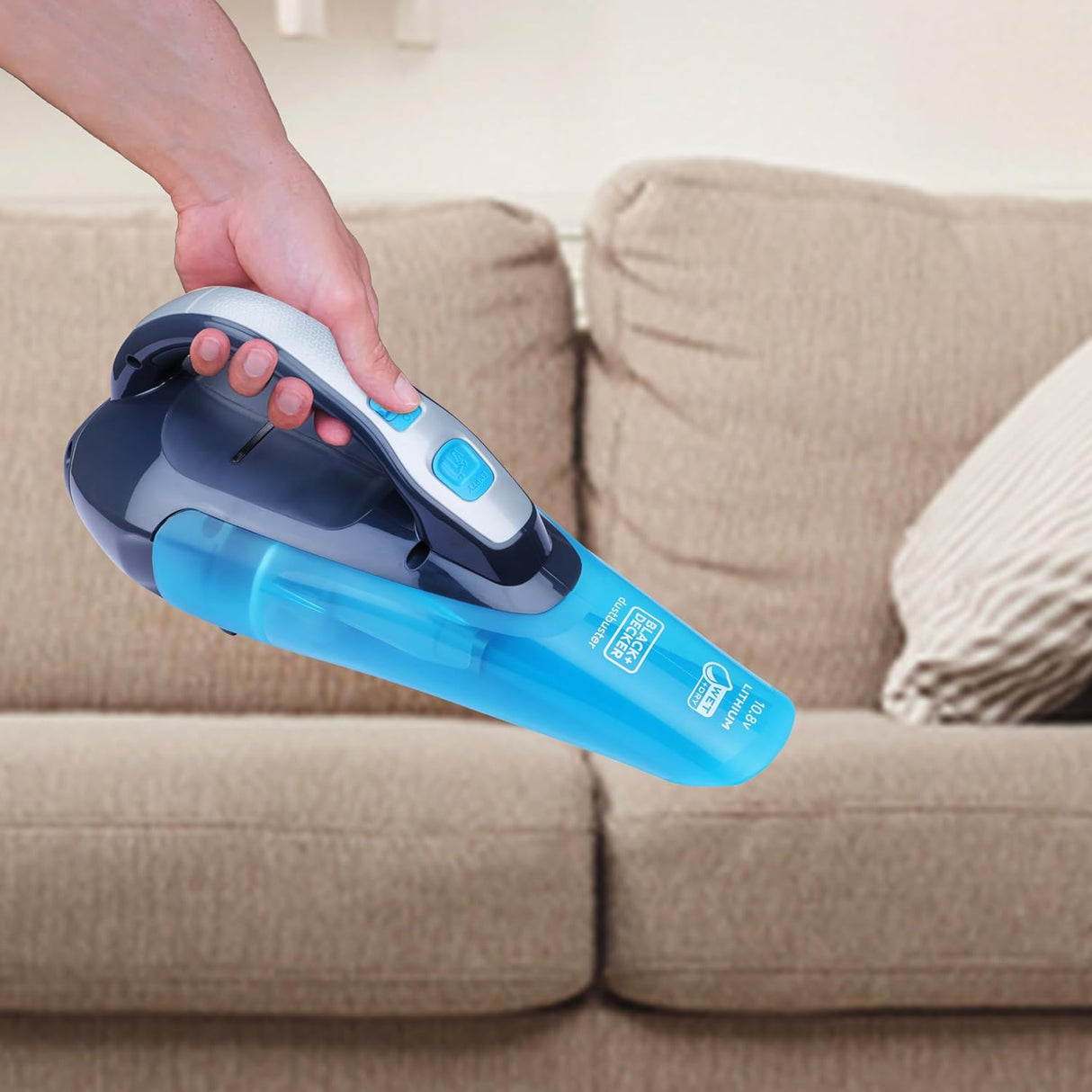 BLACK+DECKER WDA320B-B1 10.8V 2.0Ah Cordless MPP Wet & Dry Handheld Vacuum Cleaner, 440 ml Bowl Capacity, Ideal for Cleaning Dust & Debris, Up to 12 min Runtime (Fully Charge Before Use),