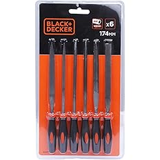 Black+Decker 6 Pcs 174 mm / 7 inch Steel Needle Files Set