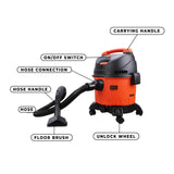 BLACK+DECKER WDBD10 10-Litre, 1200 Watt , 16 KPa High Suction Wet and Dry Vacuum Cleaner and Blower with HEPA Filter and Reusable Dustbag (Red)