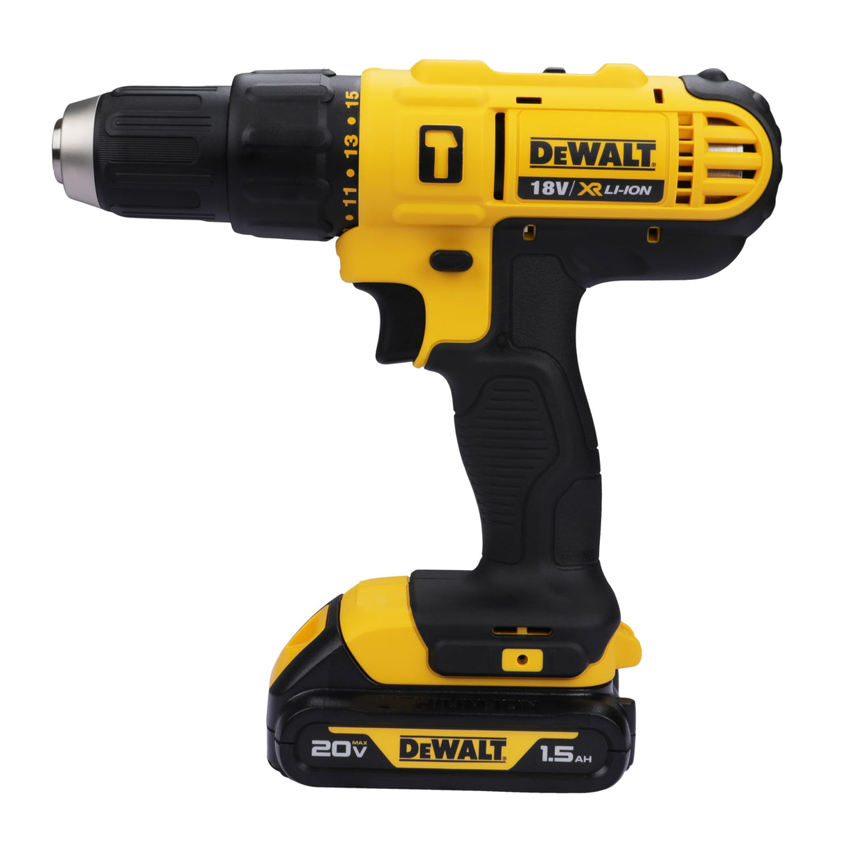 DEWALT DCD776S2 18V 13mm XR Lithium-Ion Cordless Hammer Drill Machine/Driver with 2x1.5 Ah Batteries included