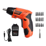 BLACK+DECKER KC4815 4.8V 200 RPM Cordless Screwdriver Set Ni-Cd (Nickel-Cadmium) with LED Worklight, 15-pieces Screw Bits Set & Adjustable Torque for Home & DIY Use, 1 Year Warranty, ORANGE & BLACK